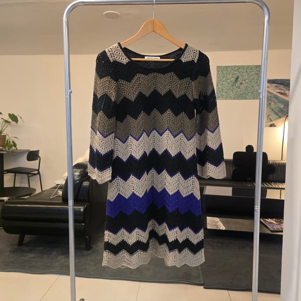 패턴 니트 원피스