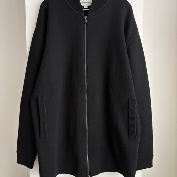 솔리드 옴므 블랙 울 집업 자켓