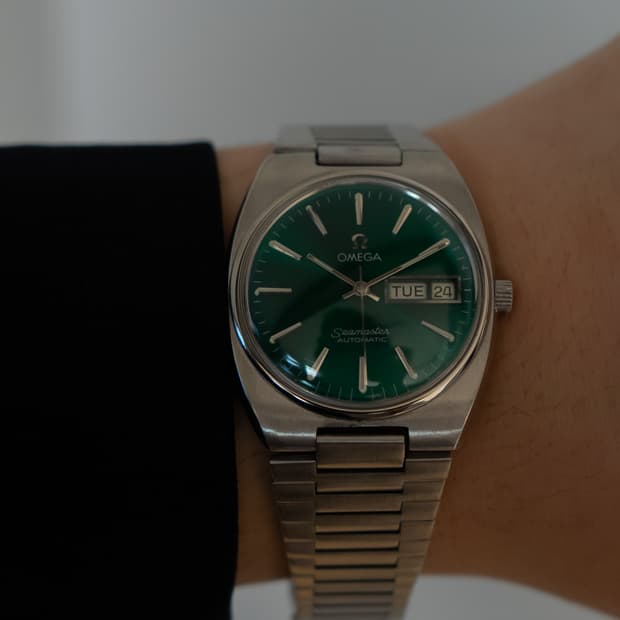 오메가 씨마스터 고구마 데이데이트 올리브그린 오토매틱 빈티지 시계