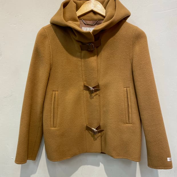 TIME 타임 후드 숏 자켓 카멜색
