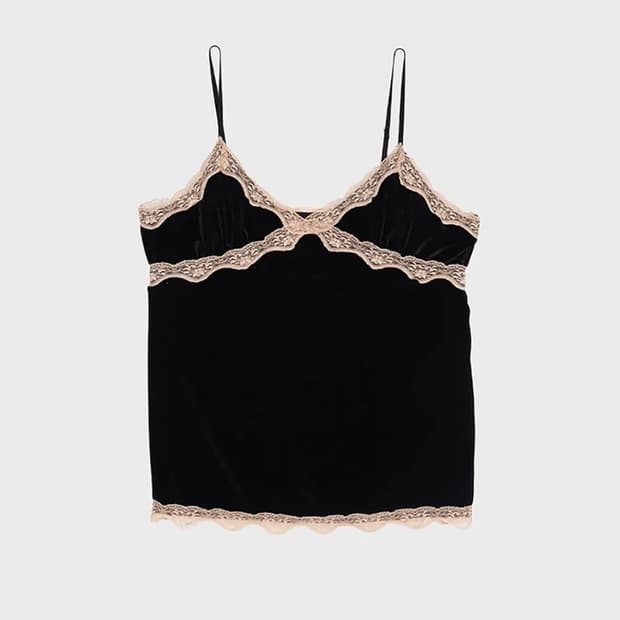 데어드 LACE TRACED VELVET CAMISOLE 레이스 캐미솔