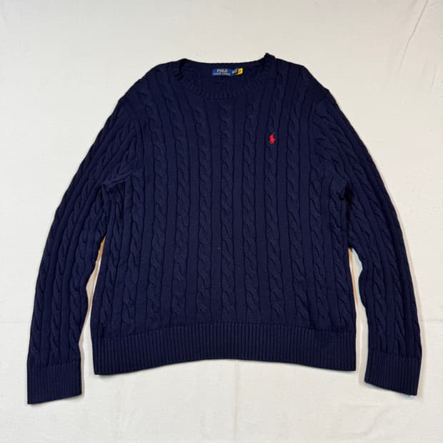 XXL) 폴로 랄프로렌 케이블 꽈배기 니트 신형 큐알탭