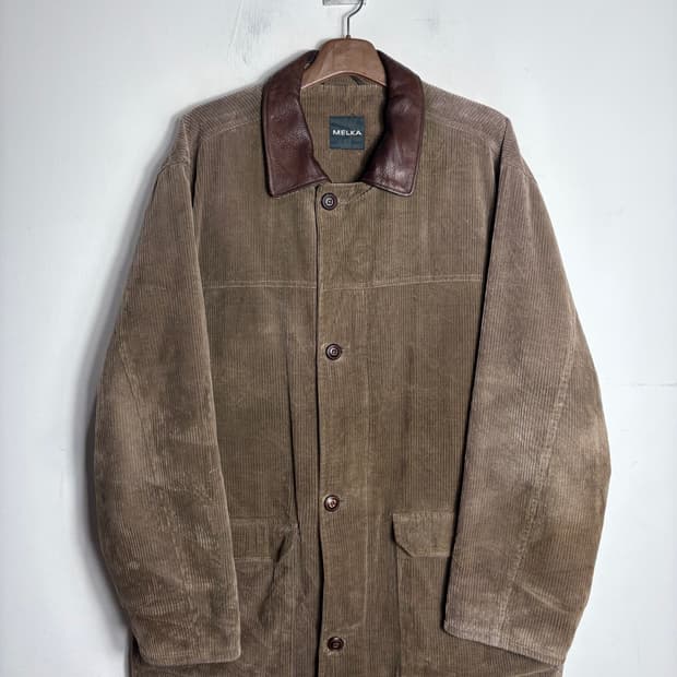 Melka 가죽 카라 코듀로이 자켓