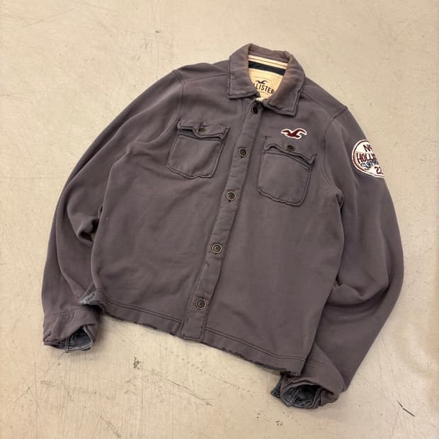 홀리스터 데미지 페이딩 버튼 코튼 자켓