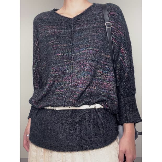 빈티지 히피 무지개 니트