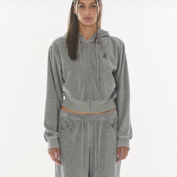 레스트앤레크레이션 벨벳 후드 집업 + 팬츠 세트 트레이닝 셋업