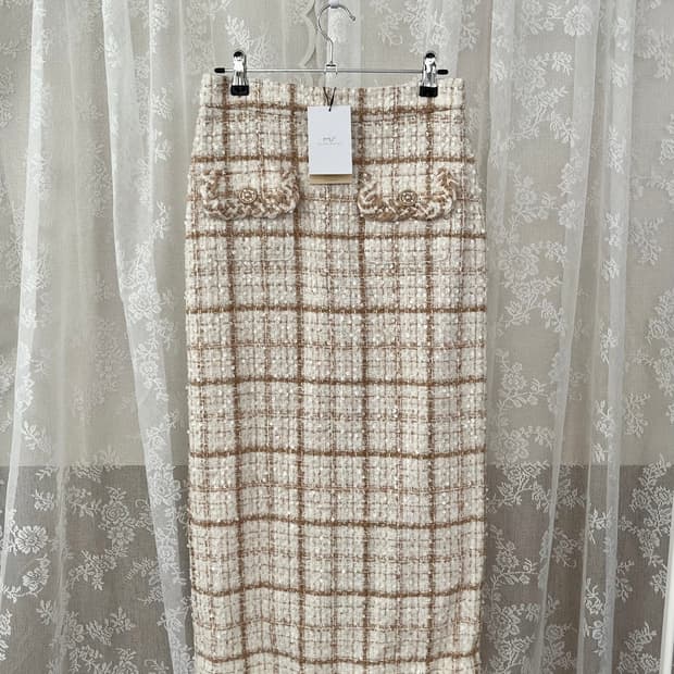 S) 새상품 한스스타일 스팽글 트위드 스커트