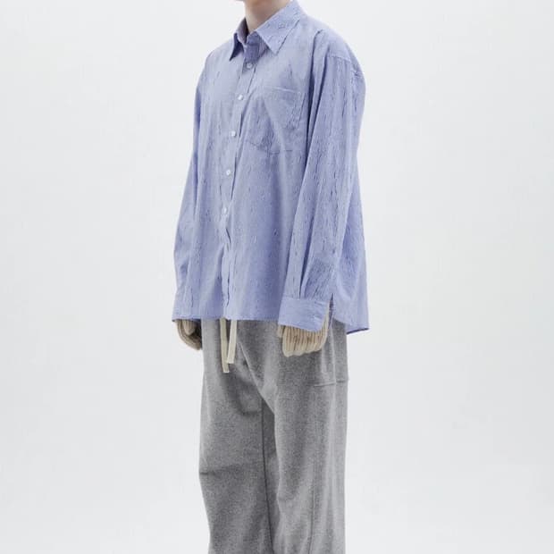 (1회착용) 윈더(WINDER) 윙클 스트라이프 셔츠 - L 사이즈