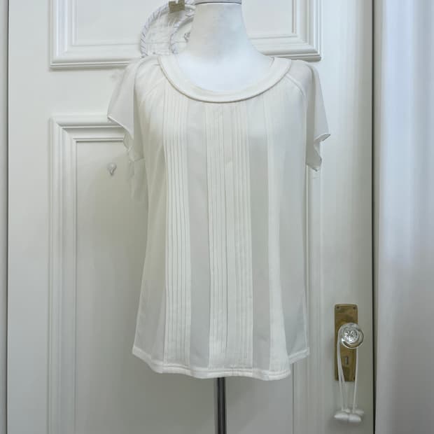 ivory pleats reglan chiffon blouse