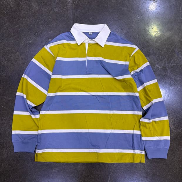 유니클로 재팬 스트라이프 폴로 럭비티 L