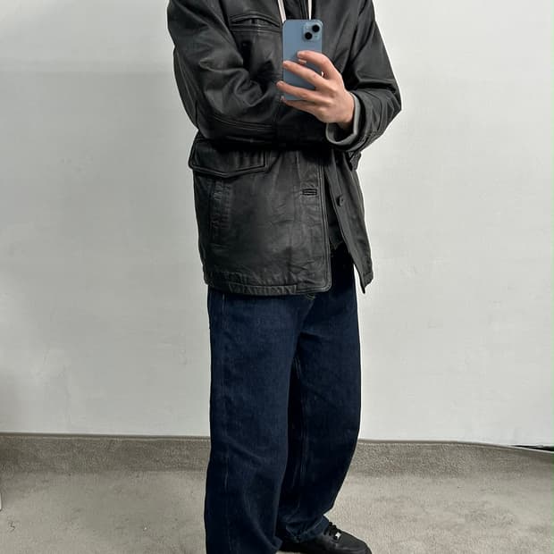 [M] 일본빈티지 양가죽 레더 자켓