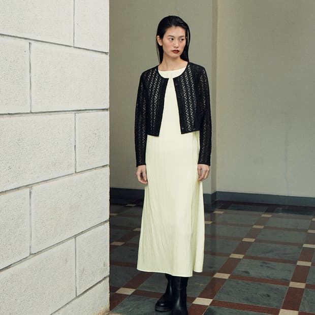 유에르(YUERE) 슬리브리스 아이보리 롱 원피스 55 새상품