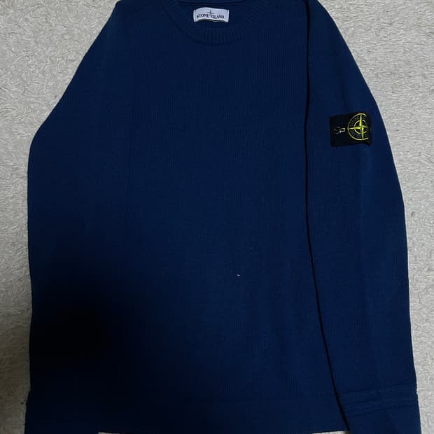 [새상품급, L] 스톤아일랜드 울 니트 백화점판 네이비