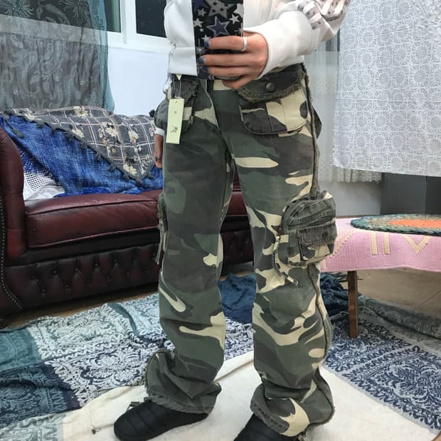 빈티지 여성 카모 카고팬츠 