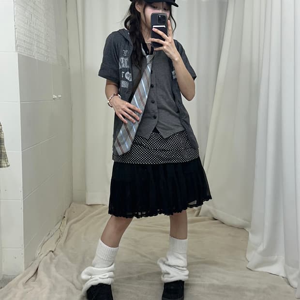 데일리 캐주얼 무채색 니혼진 프레피 코디세트