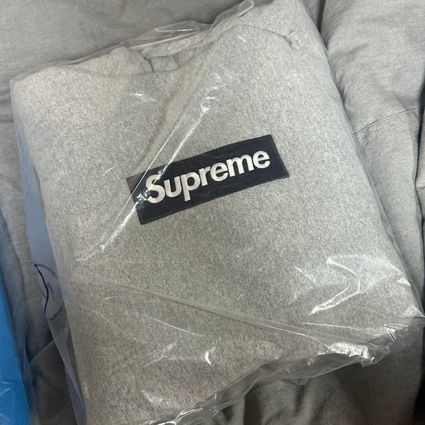 25FW 슈프림 박스로고 후드티 그레이