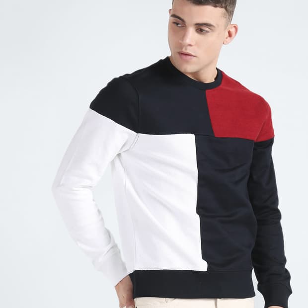 S ) 타미힐피거 컬러 블록 맨투맨