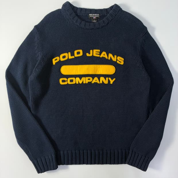 Polo jeans 폴로 진스 아치 스펠 자수 니트