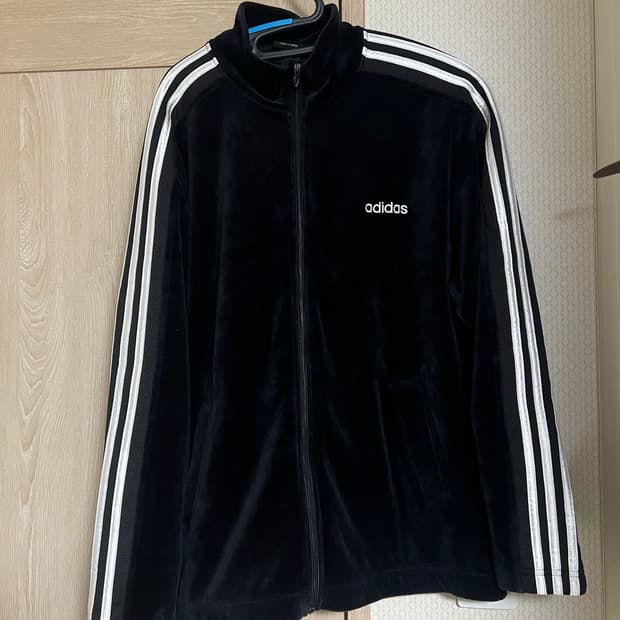 아디다스 블랙 벨벳 벨루아 져지 트랙탑 y2k