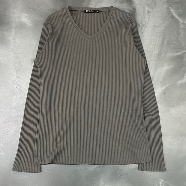 dkny 카키 브이넥 골지 니트 y18677