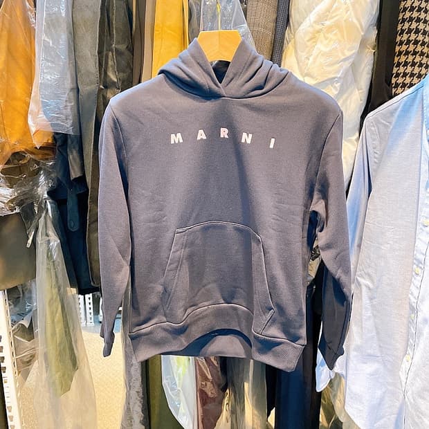 (정품/새상품) 마르니 키즈 다크 블루 코튼 로고 후드