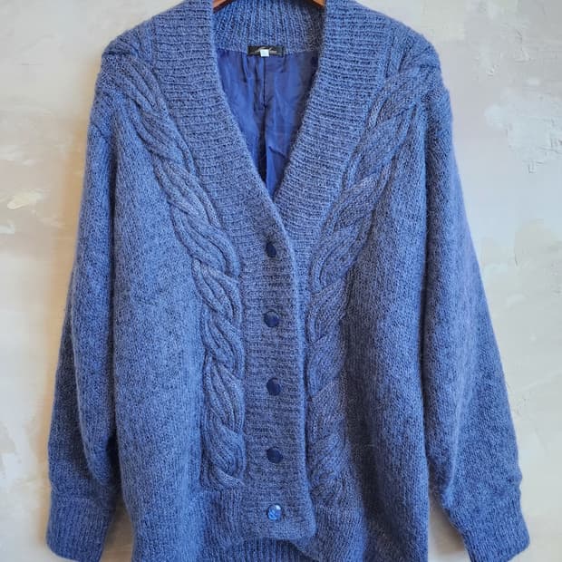 울혼방 퍼플 가디건