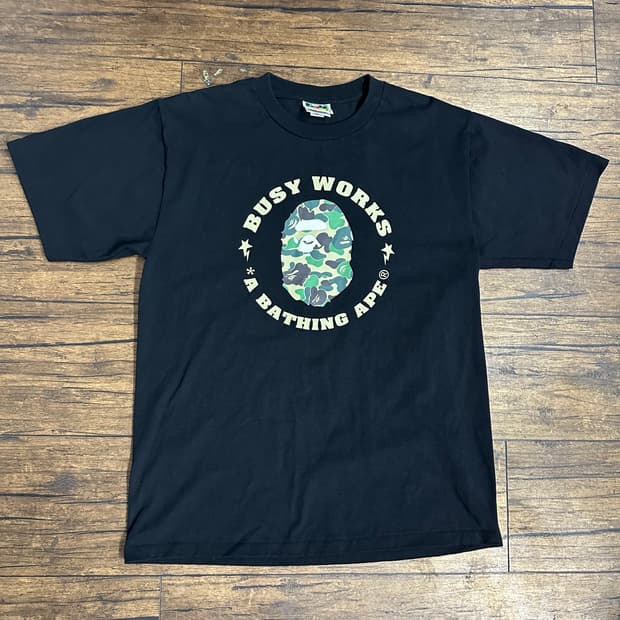 베이프(BAPE) Busy Works 카모 에이프 헤드 반팔 티셔츠 M