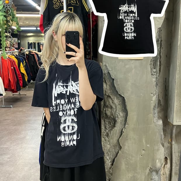 스투시 반팔 블랙 M  #csz1897