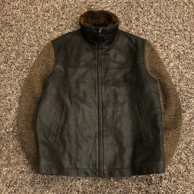 캠브리지 멤버스 양가죽 니트 도킹 양털 무스탕 레더 가죽 자켓