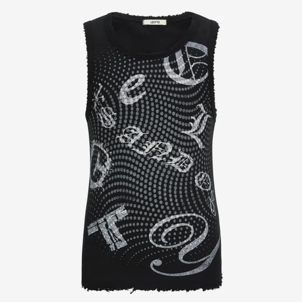 레씨토 Diploma 슬리브리스 민소매 탑 블랙