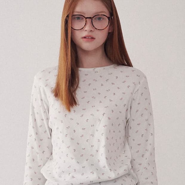 론론 플로럴 롱슬리브_아이보리