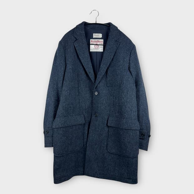 (XL) 커버낫X해리스트위드 해링본 맥코트 네이비