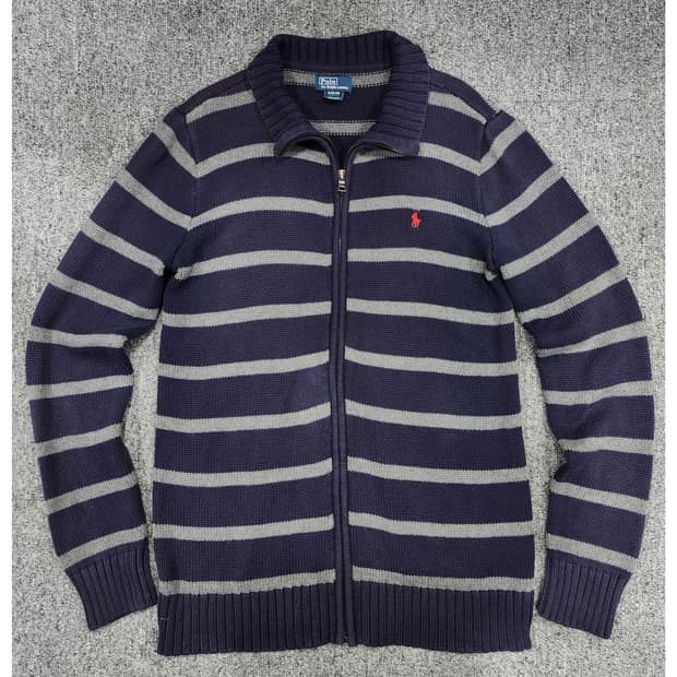 폴로 랄프로렌 스트라이프 풀집업 니트 보이즈 XL