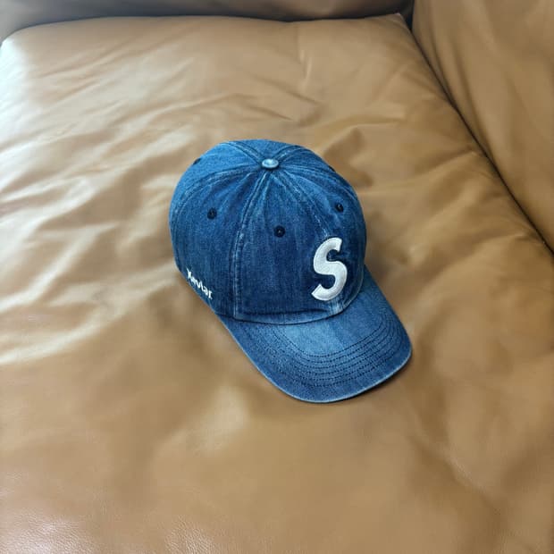 Supreme 슈프림 케블라 인디고 데님 S로고 6패널 볼캡 모자