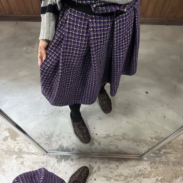 COMME DES GARCONS purple tweed wool skir