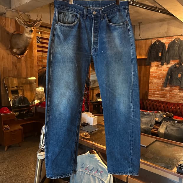 70s USA 빈티지 리바이스 501 66전기 셀비지 데님 팬츠