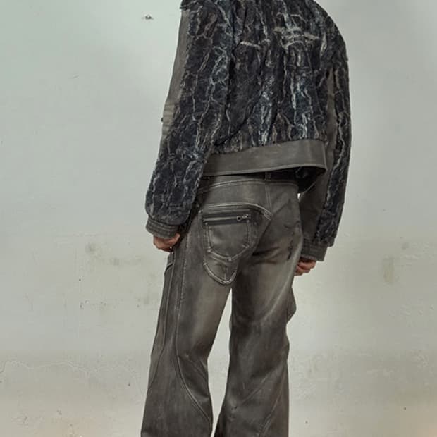 SWAMP FAUX LEATHER JACKET WASHED BROWN