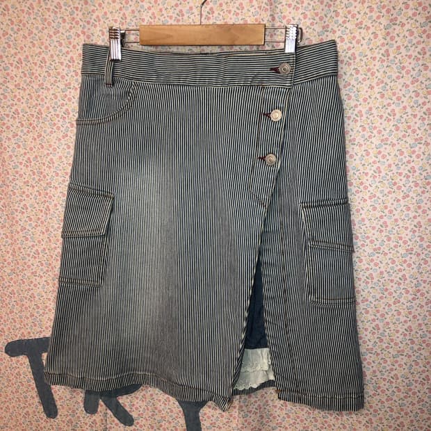 stripe pocket slit skirt