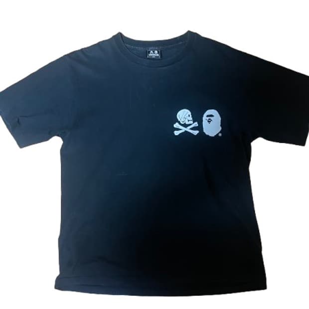 베이프X네이버후드 로고 반팔 티셔츠 