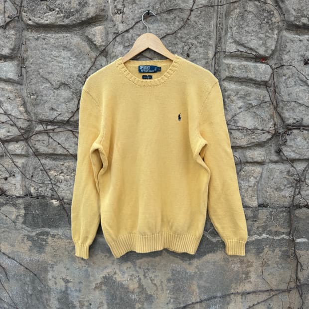 90s 폴로 랄프로렌 빈티지 코튼 니트 옐로우 L