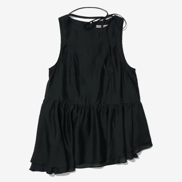 새상품 파르티멘토 우먼 타이넥 프릴 블라우스 블랙