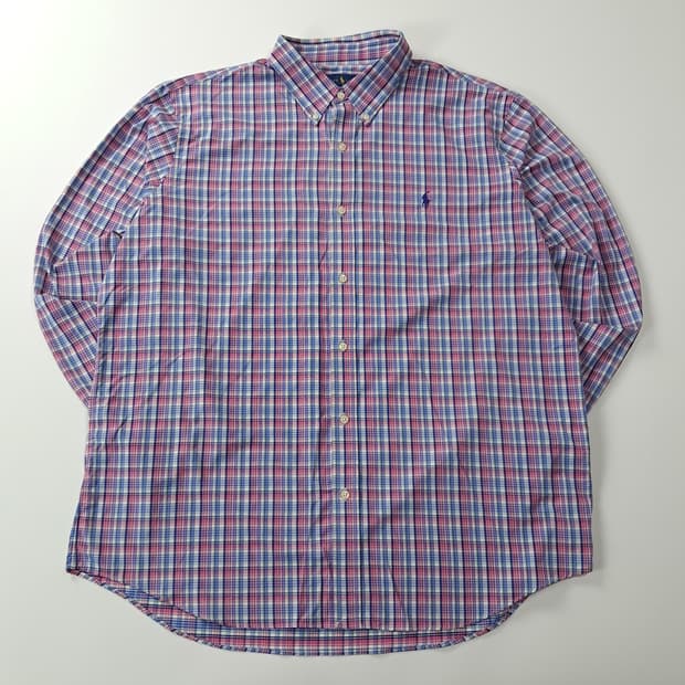 CK575 2XL 폴로 퍼포먼스 핑크네이비 플래드체크 셔츠 남방