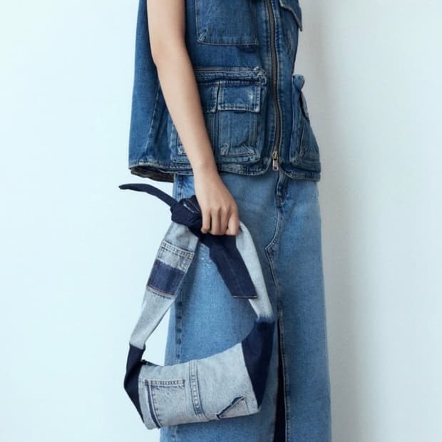 자라 데님 패치워크 숄더백