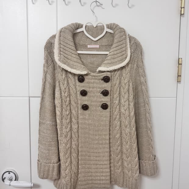 빈티지 모리걸 브라운 니트 자켓