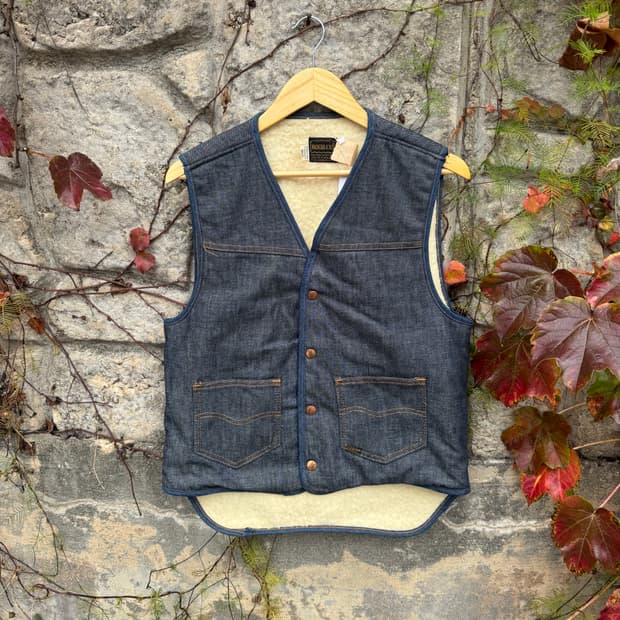 70s sears roebucks 빈티지 데님 쉐르파 워크 베스트 조끼
