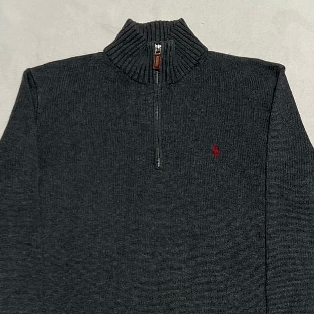 M 폴로랄프로렌 챠콜 코튼 반집업 니트