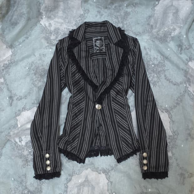 ALGONQUINS 알곤퀸즈 스트라이프 펑크 자켓 y2k 갸루