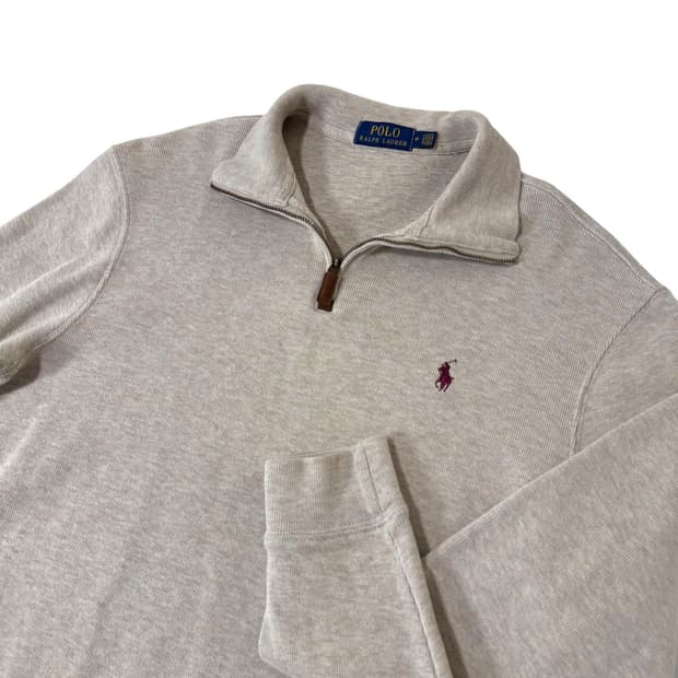 신형 폴로 랄프로렌 오트밀 반집업 면니트