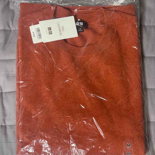 1/8까지! 유니클로 남성용 100% 캐시미어 니트 오렌지 M 새상품