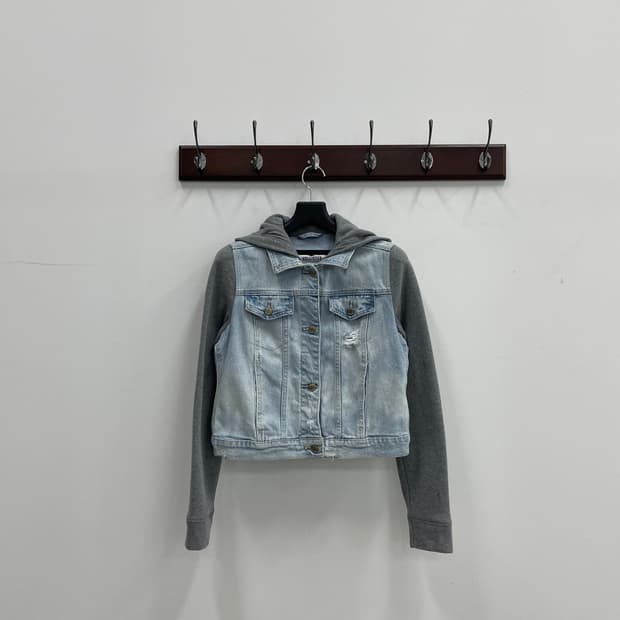 홀리스터 후드 데님 크롭 자켓